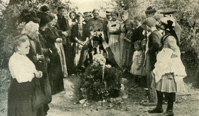 French Civilians at the Grave of a Soldier by Unbekannt