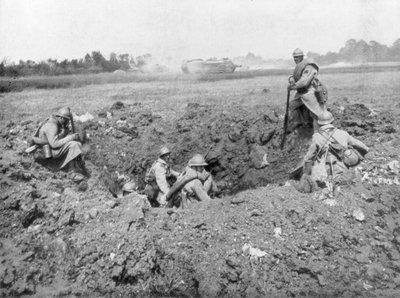 French Infantry Resting in a Shell Hole, Chemin des Dames, France, 11 June 1918 by Unbekannt