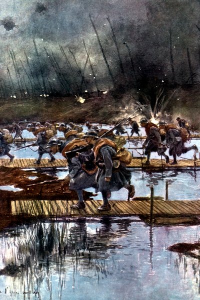 French 1st Infantry Corps Crossing of the Yser Canal, World War I, 4.45 am, 31 July 1917 by Unbekannt