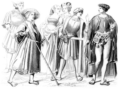 French Noblemen and Women, a Yeoman of the Guard, and a Gentleman by Unbekannt