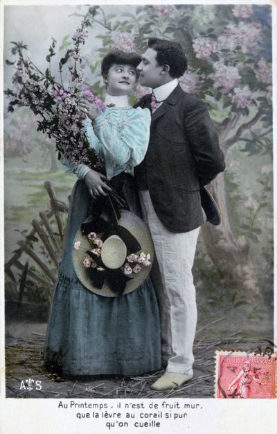 French Romantic Postcard by Unbekannt
