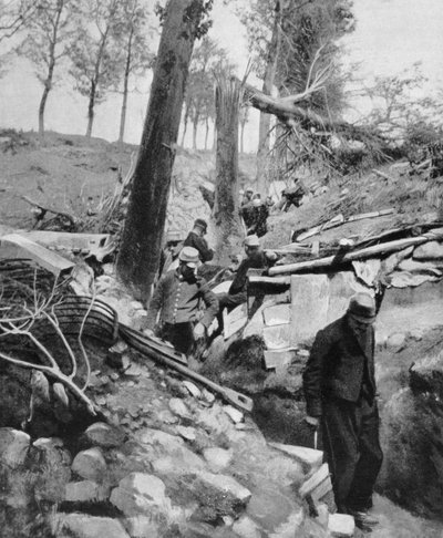 French Soldiers Going Through a Trench After a Heavy German Bombardment, World War I, 1915 by Unbekannt