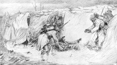 French Soldiers Seeing the Funny Side of Falling in the Mud, World War I by Unbekannt