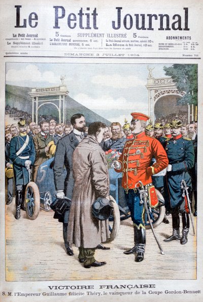 Frenchman Leon Thery, winner of the Gordon Bennett Cup in auto racing, 1904 by Unbekannt