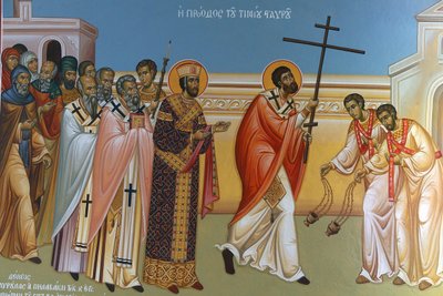 Fresco in Holy Cross Church, Pedoulas. Procession of the Cross, Pedoulas, Cyprus by Unbekannt