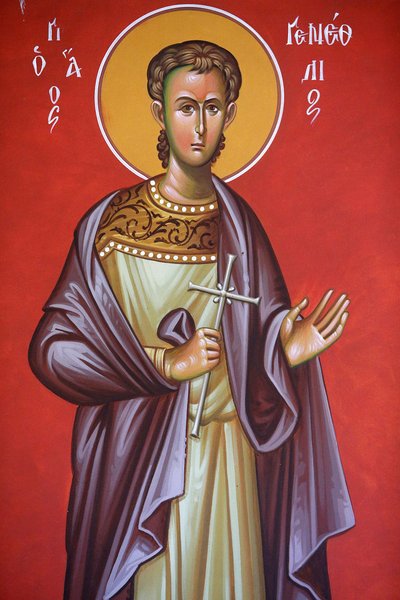 Fresco in Holy Cross Church, Pedoulas. Saint Guenessios by Unbekannt