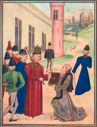 Froissart presenting his book of love poems to Richard II in 1395, 1905 by Unbekannt