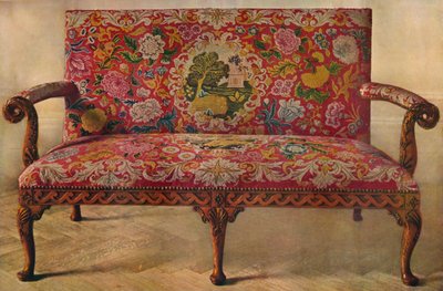 Fruit Wood Settee with Embroidery, Early 18th Century by Unbekannt