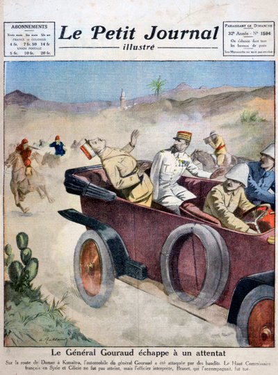 General Gouraud Escapes an Assassination Attempt on Route from Damascus to Kunaitra, 1921 by Unbekannt