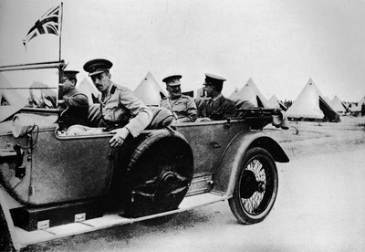 General Sir John Maxwell, commander of Egyptian troops, motoring through one of the camps by Unbekannt