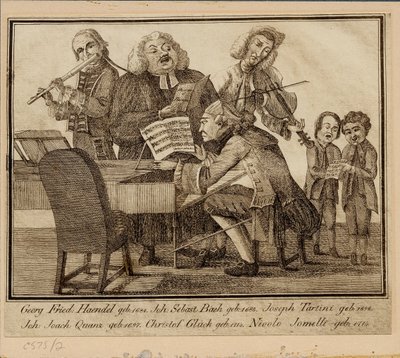 Georg Friedrich Haendel, Johann Sebastian Bach, Giuseppe Tartini, Johann Joachim Quantz, Christoph W by Unbekannt