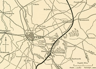 German Positions near Ypres, Flanders, First World War by Unbekannt
