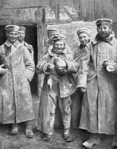 German Prisoners of War with Their Ration of Bread by Unbekannt