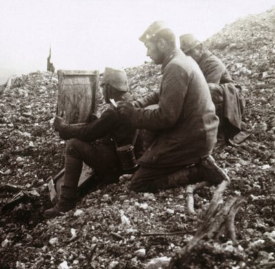 German Signallers Outside the Fortress of Vaux, Verdun, Northern France by Unbekannt