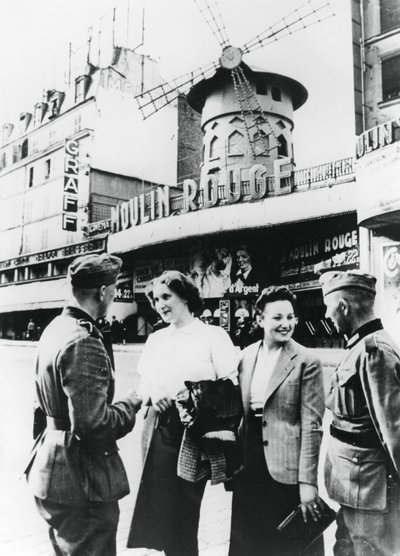 German Soldiers Chatting Up French Women Outside the Moulin Rouge, Occupied Paris by Unbekannt