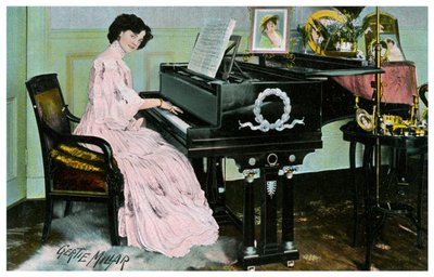 Gertie Millar, British Actress and Singer, Playing the Piano, c1890-1909 by Unbekannt