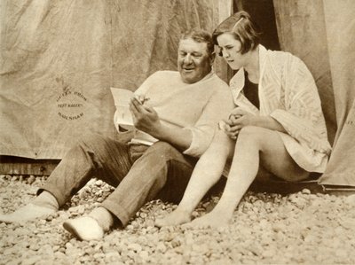 Gertrude Ederle receiving advice from her trainer Jabez Wolff by Unbekannt