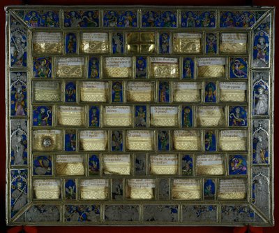 Goldsmith: Staurotheque or Gothic Reliquary of the 14th Century in the Form of Chess Games of Charlemagne, Silver, Gold and Enamel Made in Montpellier. Roncesvalles, Navarre, Spain by Unbekannt