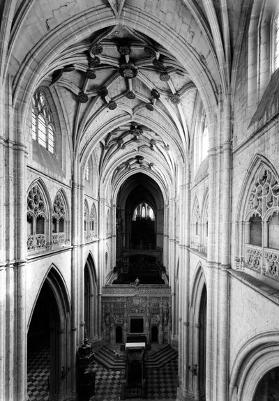 Gothic Architecture: View of the Nave from the Triforium. 1321-1504 Cathedral of Saint Antolin, Palencia, Spain by Unbekannt