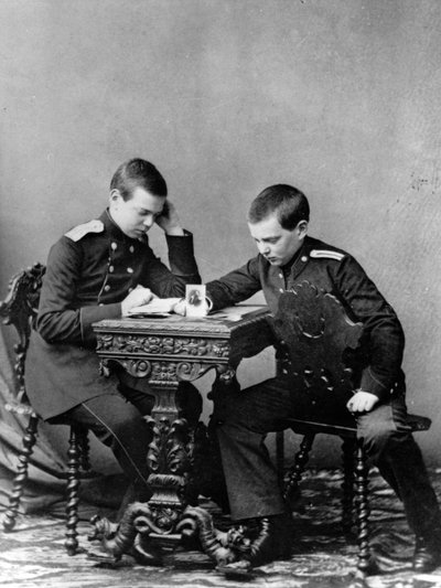 Grand Dukes Alexander Alexandrovich and Vladimir Alexandrovich of Russia by Unbekannt