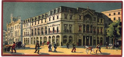 Grand hotels: exterior view of the Avenida Palace in Lisbon, Portugal - Map of a series presenting the hotels of the Compagnie Internationale des Grands Hotels, late 19th-beginning 20th century by Unbekannt