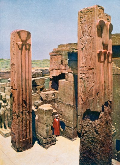 Granite Pillars with Lotus and Papyrus Decoration, Temple of Amun-Re, Karnak, Egypt, 20th Century by Unbekannt