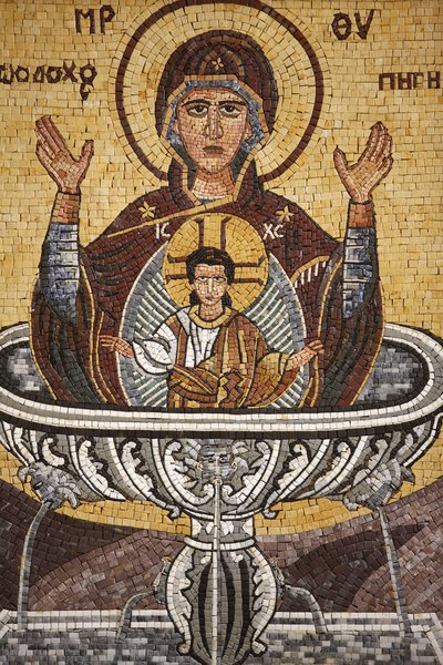 Greek Orthodox Icon Depicting Mary as a Well of Life in St George