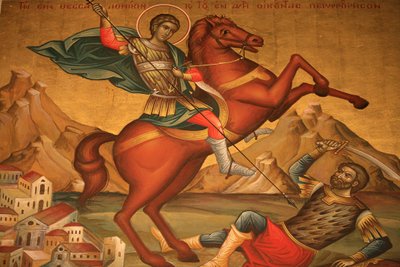 Greek Orthodox Icon Depicting Saint Dimitrios, Thessaloniki, Greece by Unbekannt