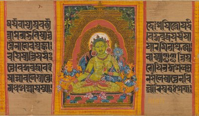 Green Tara, Folio from Perfection of Wisdom Manuscript by Unbekannt