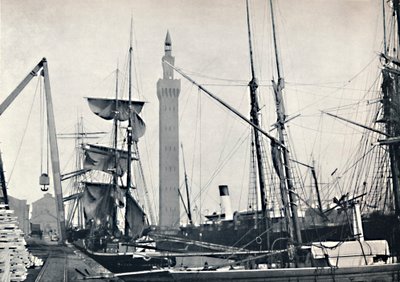Grimsby - View of the Docks, with the Hydraulic Tower by Unbekannt