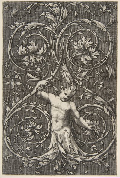 Grotesque with Male Figure with Lower Body and Head of Acanthus Scrolls by Unbekannt