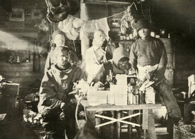 Group in the Hut in the Summer: Joyce at the Sewing Machine by Unbekannt