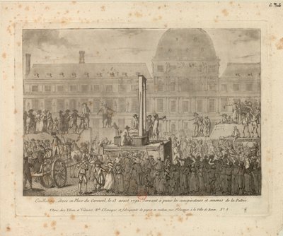 Guillotine erected in Place du Carrousel, August 13, 1792 by Unbekannt