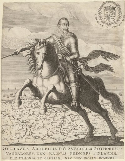 Gustavus Adolphus Before the Map of Pomerania, 1630 by Unbekannt