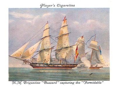 H.M. Brigantine Buzzard Capturing the Formidable by Unbekannt