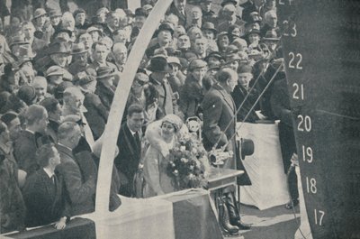 HRH Duchess of York with Duke of York, launching Strathmore on April 4, 1935 by Unbekannt