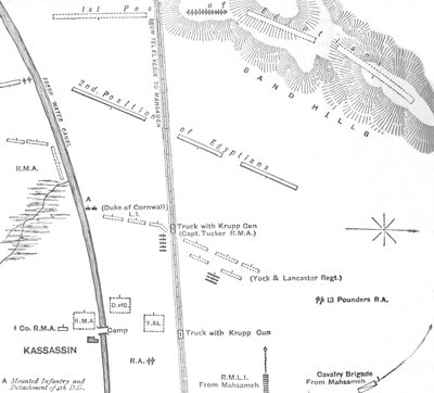 Hand Sketch of the Action at Kassassin, August 28, 1882 by Unbekannt