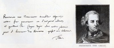 Handwriting and signature of Frederick the Great, King of Prussia by Unbekannt