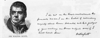 Handwriting and signature of Sir Walter Scott by Unbekannt
