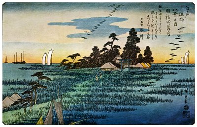 Geese Flying Home at Haneda, 1830s by Unbekannt
