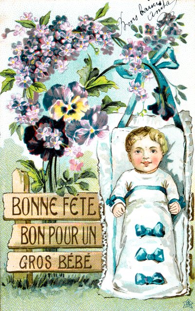 Happy Birthday, Large Baby, French Postcard, c. 1900 by Unbekannt