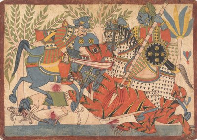 Harishchandra and his Minister Killing a Tiger by Unbekannt