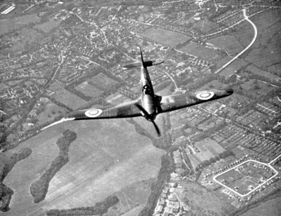 Hawker Hurricane in flight, Battle of Britain, World War II, 1940 by Unbekannt