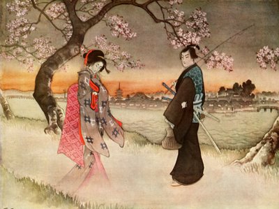 He was suddenly startled to see a girlish form coming towards him in the wavering shadows, 1919 by Unbekannt