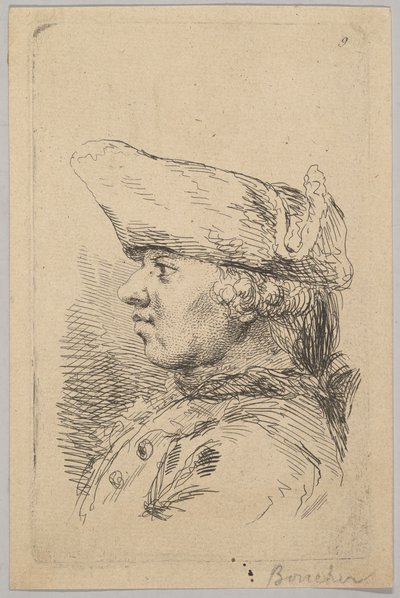 Head of a man in profile wearing a tricorne, 18th century by Unbekannt