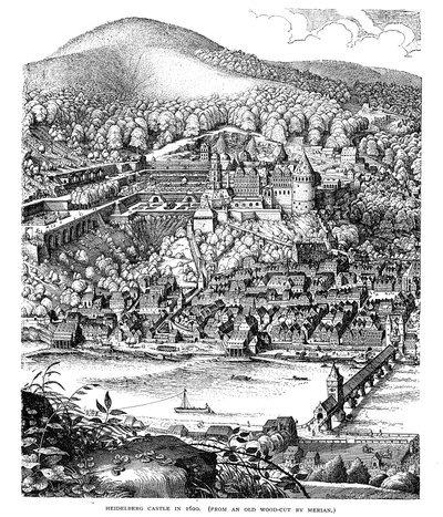 Heidelberg Castle and town viewed across the Neckar river, Germany by Unbekannt