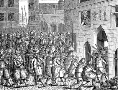 Henry IV of France watching the departure of the Spaniards from Paris, 22 March 1594 by Unbekannt