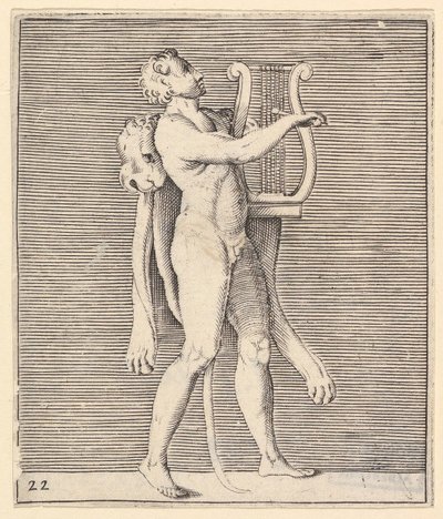 Hercules playing a lyre, a lionskin draped over his shoulder by Unbekannt