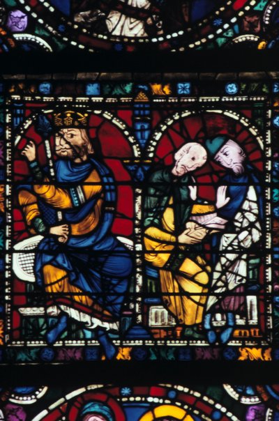Herod and His Advisors, Stained Glass, Chartres Cathedral, France, 1145-1155 by Unbekannt