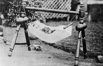 Hindu Baby and Cradle, India by Unbekannt